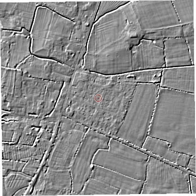 Shaded relief map of the ground around TA93RE, computed from Environment Agency LiDAR. The ground here sits at about 6 m above sea level and falls 4 m across the surrounding 800 m. Surface water reaching this point runs off ground lying to the south-south-west, 0.7 m higher.