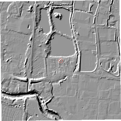 Shaded relief map of the ground around TA94AF, computed from Environment Agency LiDAR. The ground here sits at about 6 m above sea level and falls 11 m across the surrounding 800 m. Surface water reaching this point runs off ground lying to the east-south-east, 4.5 m higher.