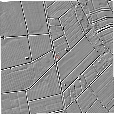 Shaded relief map of the ground around TA94AX, computed from Environment Agency LiDAR. The ground here sits at about 5 m above sea level and falls 4 m across the surrounding 800 m. Surface water reaching this point runs off ground lying to the north-west, 1.2 m higher.