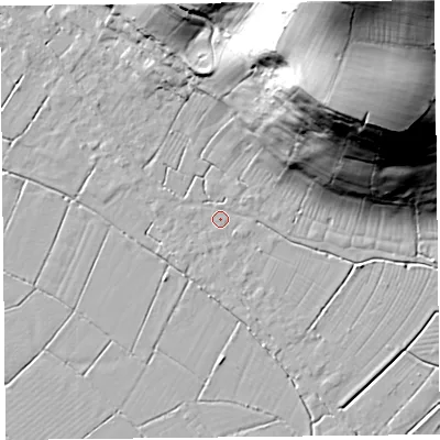 Shaded relief map of the ground around TA94EL, computed from Environment Agency LiDAR. The ground here sits at about 6 m above sea level and falls 63 m across the surrounding 800 m. Surface water reaching this point runs off ground lying to the north-north-east, 62.6 m higher.