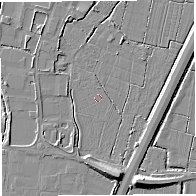 Shaded relief map of the ground around TA94FH, computed from Environment Agency LiDAR. The ground here sits at about 6 m above sea level and falls 11 m across the surrounding 800 m. Surface water reaching this point runs off ground lying to the north-north-east, 0.6 m higher.