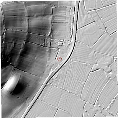 Shaded relief map of the ground around TA94HL, computed from Environment Agency LiDAR. The ground here sits at about 6 m above sea level and falls 55 m across the surrounding 800 m. Surface water reaching this point runs off ground lying to the west-north-west, 53.1 m higher.