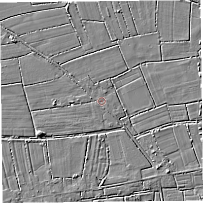 Shaded relief map of the ground around TA94QL, computed from Environment Agency LiDAR. The ground here sits at about 5 m above sea level and falls 4 m across the surrounding 800 m. Surface water reaching this point runs off ground lying to the west-north-west, 1.1 m higher.
