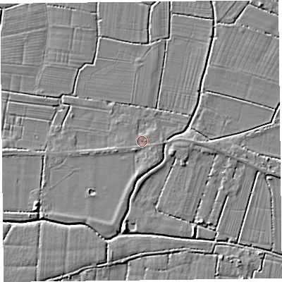 Shaded relief map of the ground around TA94RA, computed from Environment Agency LiDAR. The ground here sits at about 6 m above sea level and falls 4 m across the surrounding 800 m. Surface water reaching this point runs off ground lying to the south-west, 0.8 m higher.