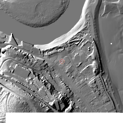 Shaded relief map of the ground around TD151RE, computed from Environment Agency LiDAR. The ground here sits at about 5 m above sea level and falls 53 m across the surrounding 800 m. Surface water reaching this point runs off ground lying to the south-south-west, 30.4 m higher.