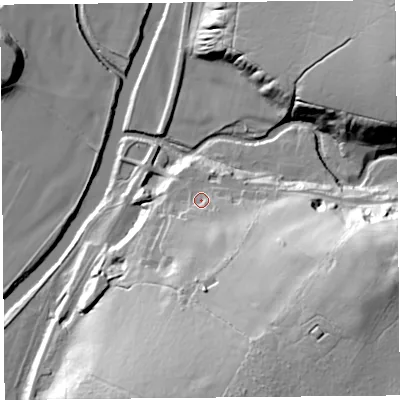 Shaded relief map of the ground around TD90TJ, computed from Environment Agency LiDAR. The ground here sits at about 93 m above sea level and falls 51 m across the surrounding 800 m. Surface water reaching this point runs off ground lying to the south-east, 33.7 m higher.