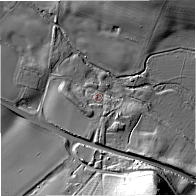Shaded relief map of the ground around TF108AE, computed from Environment Agency LiDAR. The ground here sits at about 70 m above sea level and falls 49 m across the surrounding 800 m. Surface water reaching this point runs off ground lying to the south, 11.1 m higher.