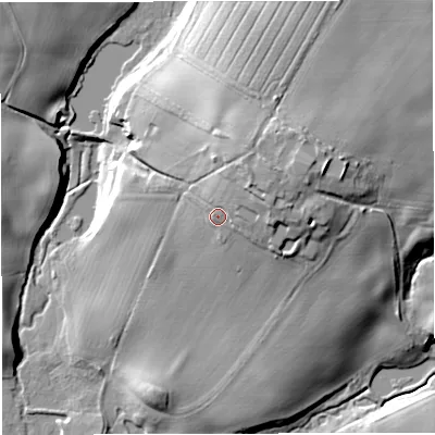 Shaded relief map of the ground around TF108AW, computed from Environment Agency LiDAR. The ground here sits at about 88 m above sea level and falls 27 m across the surrounding 800 m. Surface water reaching this point runs off ground lying to the east-north-east, 8.1 m higher.