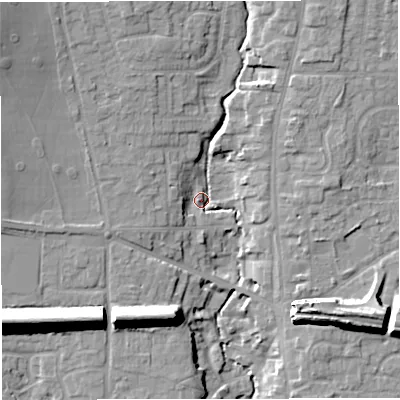 Shaded relief map of the ground around TF118BG, computed from Environment Agency LiDAR. The ground here sits at about 86 m above sea level and falls 20 m across the surrounding 800 m. Surface water reaching this point runs off ground lying to the north-west, 14.2 m higher.