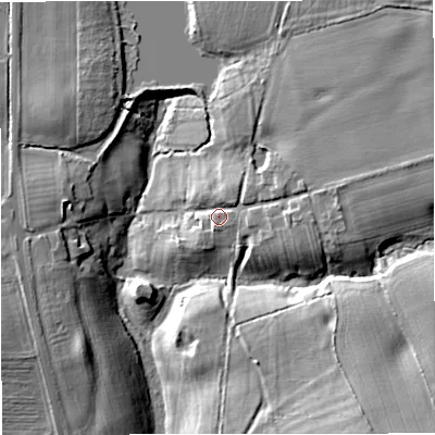 Shaded relief map of the ground around TF118PZ, computed from Environment Agency LiDAR. The ground here sits at about 86 m above sea level and falls 19 m across the surrounding 800 m. Surface water reaching this point runs off ground lying to the east-north-east, 9.2 m higher.