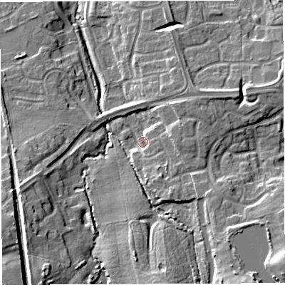 Shaded relief map of the ground around TF13PX, computed from Environment Agency LiDAR. The ground here sits at about 71 m above sea level and falls 19 m across the surrounding 800 m. Surface water reaching this point runs off ground lying to the south-west, 11.0 m higher.