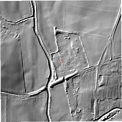 Shaded relief map of the ground around TF66FF, computed from Environment Agency LiDAR. The ground here sits at about 52 m above sea level and falls 14 m across the surrounding 800 m. Surface water reaching this point runs off ground lying to the east, 8.3 m higher.