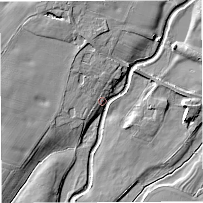 Shaded relief map of the ground around TF66LH, computed from Environment Agency LiDAR. The ground here sits at about 51 m above sea level and falls 10 m across the surrounding 800 m. Surface water reaching this point runs off ground lying to the north-north-west, 7.6 m higher.