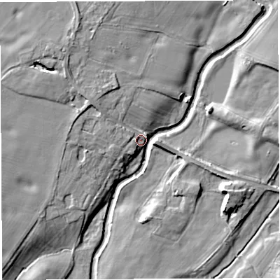 Shaded relief map of the ground around TF66LQ, computed from Environment Agency LiDAR. The ground here sits at about 51 m above sea level and falls 9 m across the surrounding 800 m. Surface water reaching this point runs off ground lying to the north-west, 7.4 m higher.