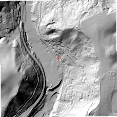 Shaded relief map of the ground around TF87DU, computed from Environment Agency LiDAR. The ground here sits at about 69 m above sea level and falls 109 m across the surrounding 800 m. Surface water reaching this point runs off ground lying to the north-east, 81.4 m higher.