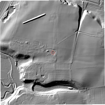 Shaded relief map of the ground around TF92EW, computed from Environment Agency LiDAR. The ground here sits at about 86 m above sea level and falls 26 m across the surrounding 800 m. Surface water reaching this point runs off ground lying to the north-north-east, 3.3 m higher.