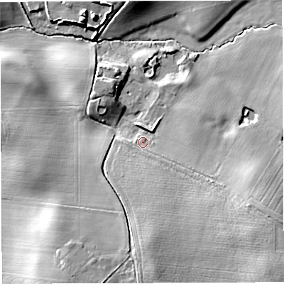 Shaded relief map of the ground around TF92JB, computed from Environment Agency LiDAR. The ground here sits at about 89 m above sea level and falls 14 m across the surrounding 800 m. Surface water reaching this point runs off ground lying to the south-east, 2.6 m higher.