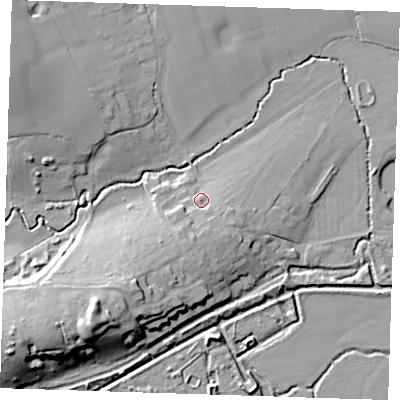 Shaded relief map of the ground around TN119AR, computed from Environment Agency LiDAR. The ground here sits at about 28 m above sea level and falls 20 m across the surrounding 800 m. Surface water reaching this point runs off ground lying to the south-south-west, 4.7 m higher.