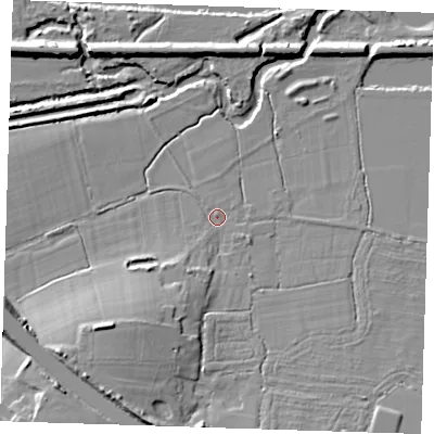 Shaded relief map of the ground around TN119BB, computed from Environment Agency LiDAR. The ground here sits at about 24 m above sea level and falls 14 m across the surrounding 800 m. Surface water reaching this point runs off ground lying to the south-south-west, 5.5 m higher.