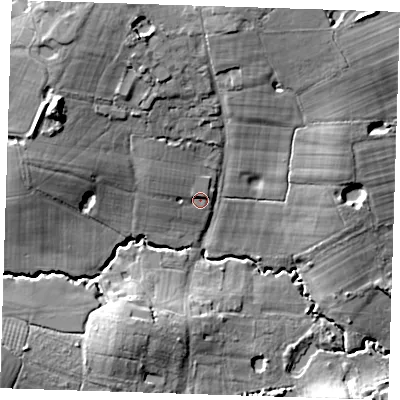 Shaded relief map of the ground around TN119LL, computed from Environment Agency LiDAR. The ground here sits at about 42 m above sea level and falls 22 m across the surrounding 800 m. Surface water reaching this point runs off ground lying to the north-west, 3.4 m higher.