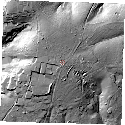 Shaded relief map of the ground around TN119NR, computed from Environment Agency LiDAR. The ground here sits at about 78 m above sea level and falls 36 m across the surrounding 800 m. Surface water reaching this point runs off ground lying to the north-west, 1.6 m higher.