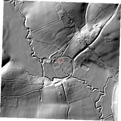 Shaded relief map of the ground around TN119RD, computed from Environment Agency LiDAR. The ground here sits at about 32 m above sea level and falls 32 m across the surrounding 800 m. Surface water reaching this point runs off ground lying to the north-east, 28.3 m higher.