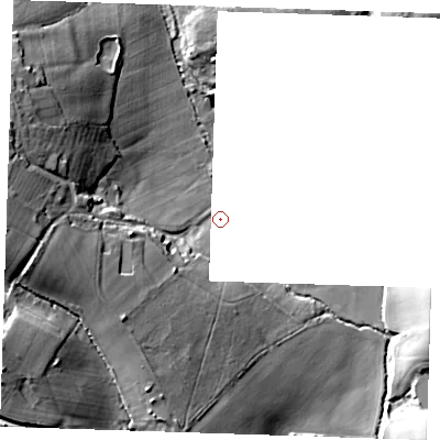 Shaded relief map of the ground around TN119SH, computed from Environment Agency LiDAR. and falls 34 m across the surrounding 800 m. Surface water reaching this point runs off ground lying to the west-south-west, 16.6 m higher.