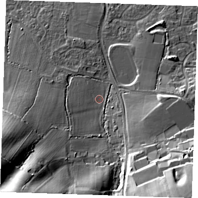 Shaded relief map of the ground around TN126GB, computed from Environment Agency LiDAR. The ground here sits at about 28 m above sea level and falls 34 m across the surrounding 800 m. Surface water reaching this point runs off ground lying to the south-west, 28.2 m higher.