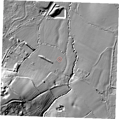 Shaded relief map of the ground around TN126GW, computed from Environment Agency LiDAR. The ground here sits at about 27 m above sea level and falls 27 m across the surrounding 800 m. Surface water reaching this point runs off ground lying to the south-west, 14.8 m higher.