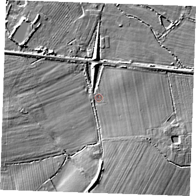 Shaded relief map of the ground around TN126NT, computed from Environment Agency LiDAR. The ground here sits at about 15 m above sea level and falls 10 m across the surrounding 800 m. Surface water reaching this point runs off ground lying to the south, 6.0 m higher.