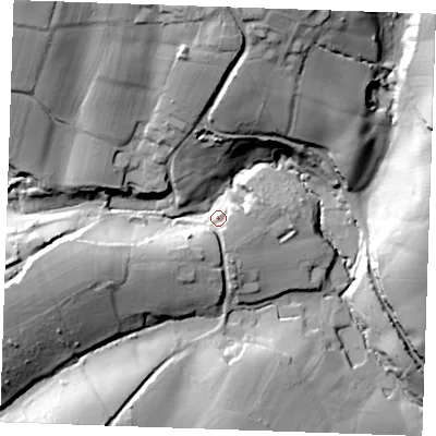 Shaded relief map of the ground around TN127BB, computed from Environment Agency LiDAR. The ground here sits at about 55 m above sea level and falls 44 m across the surrounding 800 m. Surface water reaching this point runs off ground lying to the north, 37.8 m higher.