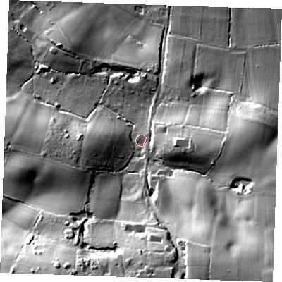 Shaded relief map of the ground around TN129NG, computed from Environment Agency LiDAR. The ground here sits at about 39 m above sea level and falls 49 m across the surrounding 800 m. Surface water reaching this point runs off ground lying to the south-east, 36.2 m higher.