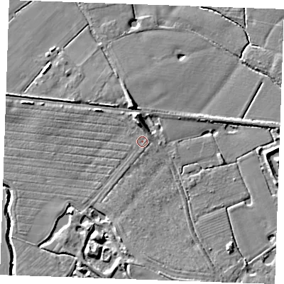 Shaded relief map of the ground around TN129PH, computed from Environment Agency LiDAR. The ground here sits at about 17 m above sea level and falls 8 m across the surrounding 800 m. Surface water reaching this point runs off ground lying to the north-north-west, 4.4 m higher.