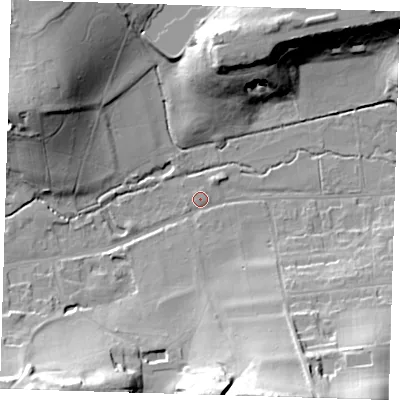 Shaded relief map of the ground around TN146EL, computed from Environment Agency LiDAR. The ground here sits at about 86 m above sea level and falls 34 m across the surrounding 800 m. Surface water reaching this point runs off ground lying to the south-south-east, 30.0 m higher.
