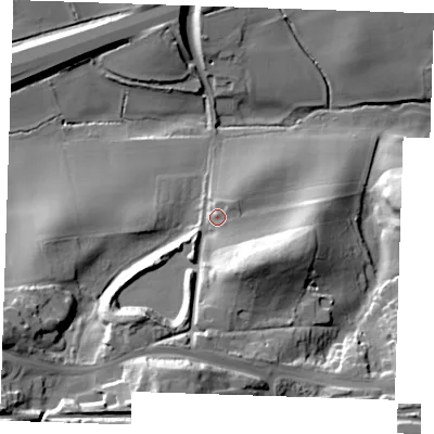 Shaded relief map of the ground around TN157SD, computed from Environment Agency LiDAR. The ground here sits at about 68 m above sea level and falls 39 m across the surrounding 800 m. Surface water reaching this point runs off ground lying to the south-west, 20.6 m higher.