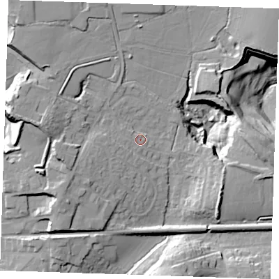 Shaded relief map of the ground around TN158DX, computed from Environment Agency LiDAR. The ground here sits at about 88 m above sea level and falls 31 m across the surrounding 800 m. Surface water reaching this point runs off ground lying to the west, 13.8 m higher.