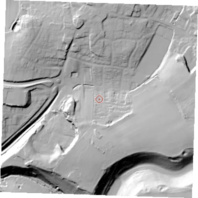 Shaded relief map of the ground around TN158SJ, computed from Environment Agency LiDAR. The ground here sits at about 81 m above sea level and falls 36 m across the surrounding 800 m. Surface water reaching this point runs off ground lying to the south-south-east, 17.1 m higher.