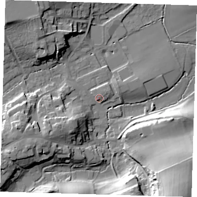 Shaded relief map of the ground around TN161BJ, computed from Environment Agency LiDAR. The ground here sits at about 106 m above sea level and falls 41 m across the surrounding 800 m. Surface water reaching this point runs off ground lying to the south-west, 15.1 m higher.