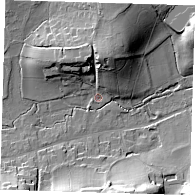 Shaded relief map of the ground around TN161JS, computed from Environment Agency LiDAR. The ground here sits at about 88 m above sea level and falls 25 m across the surrounding 800 m. Surface water reaching this point runs off ground lying to the north, 19.0 m higher.