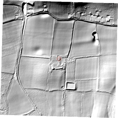 Shaded relief map of the ground around TN162DT, computed from Environment Agency LiDAR. The ground here sits at about 150 m above sea level and falls 51 m across the surrounding 800 m. Surface water reaching this point runs off ground lying to the north-north-west, 5.5 m higher.