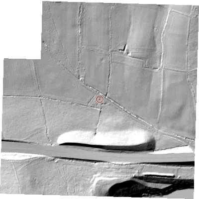Shaded relief map of the ground around TN162DY, computed from Environment Agency LiDAR. The ground here sits at about 128 m above sea level and falls 30 m across the surrounding 800 m. Surface water reaching this point runs off ground lying to the north-north-west, 14.5 m higher.