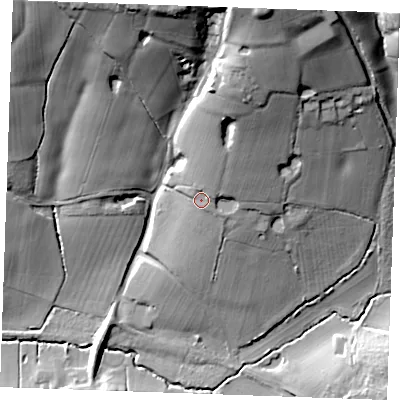 Shaded relief map of the ground around TN172QT, computed from Environment Agency LiDAR. The ground here sits at about 55 m above sea level and falls 48 m across the surrounding 800 m. Surface water reaching this point runs off ground lying to the north-north-east, 8.2 m higher.