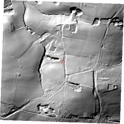 Shaded relief map of the ground around TN172RG, computed from Environment Agency LiDAR. The ground here sits at about 78 m above sea level and falls 57 m across the surrounding 800 m. Surface water reaching this point runs off ground lying to the south-east, 23.4 m higher.