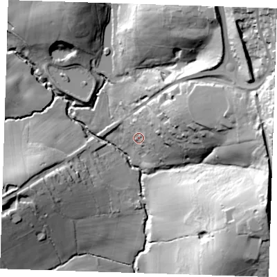 Shaded relief map of the ground around TN206EG, computed from Environment Agency LiDAR. The ground here sits at about 71 m above sea level and falls 55 m across the surrounding 800 m. Surface water reaching this point runs off ground lying to the east-north-east, 22.3 m higher.