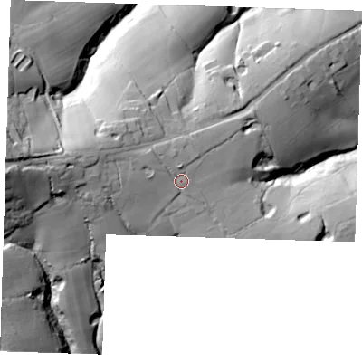 Shaded relief map of the ground around TN206JR, computed from Environment Agency LiDAR. The ground here sits at about 115 m above sea level and falls 56 m across the surrounding 800 m. Surface water reaching this point runs off ground lying to the north-west, 5.7 m higher.