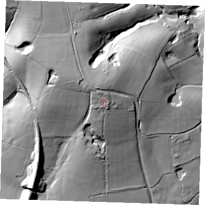 Shaded relief map of the ground around TN206RE, computed from Environment Agency LiDAR. The ground here sits at about 91 m above sea level and falls 48 m across the surrounding 800 m. Surface water reaching this point runs off ground lying to the north-north-west, 4.1 m higher.