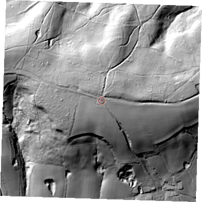 Shaded relief map of the ground around TN206RR, computed from Environment Agency LiDAR. The ground here sits at about 99 m above sea level and falls 59 m across the surrounding 800 m. Surface water reaching this point runs off ground lying to the north-west, 2.5 m higher.