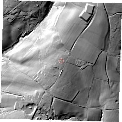 Shaded relief map of the ground around TN224PL, computed from Environment Agency LiDAR. The ground here sits at about 89 m above sea level and falls 51 m across the surrounding 800 m. Surface water reaching this point runs off ground lying to the north-north-east, 0.9 m higher.