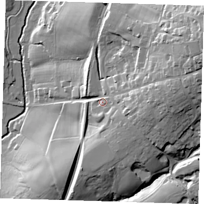 Shaded relief map of the ground around TN225FD, computed from Environment Agency LiDAR. The ground here sits at about 52 m above sea level and falls 60 m across the surrounding 800 m. Surface water reaching this point runs off ground lying to the east-north-east, 30.2 m higher.