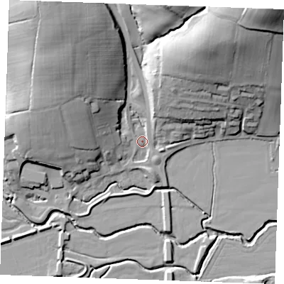 Shaded relief map of the ground around TN325NW, computed from Environment Agency LiDAR. The ground here sits at about 11 m above sea level and falls 55 m across the surrounding 800 m. Surface water reaching this point runs off ground lying to the north-east, 40.7 m higher.